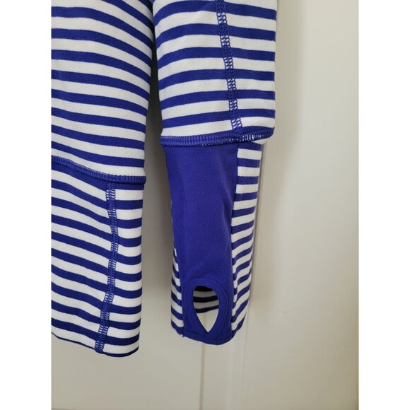 Lululemon IN STRIDE Blue & White Striped Full-Zip Athletic Jacket w/Thumbholes 8 - Picture 7 of 12